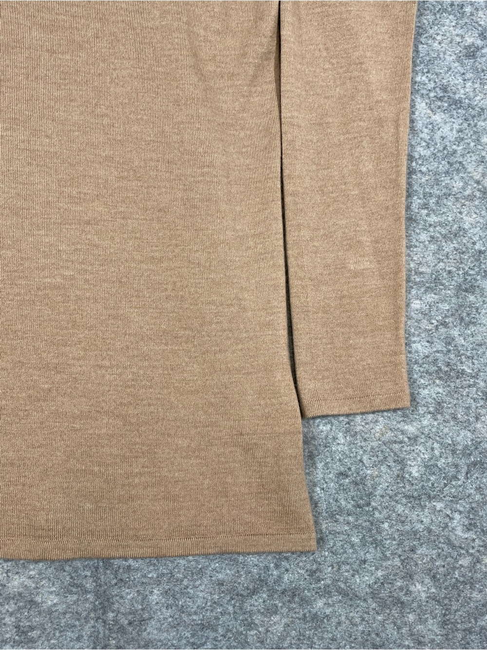 Lord & Taylor Merino Wool Sweater Beige V-Neck Size M Minimalist Classic - Picture 5 of 14
